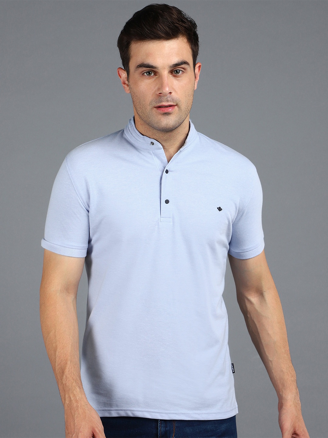 

Alan Jones Mandarin Collar Slim Fit T-shirt, Blue