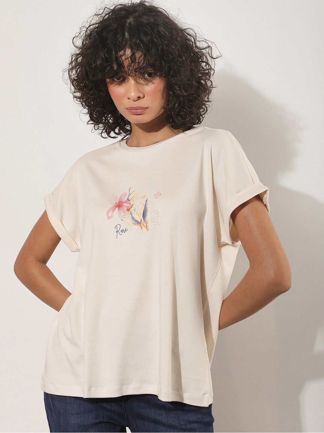 

RAREISM Loose Fit Cotton T-shirt, Beige