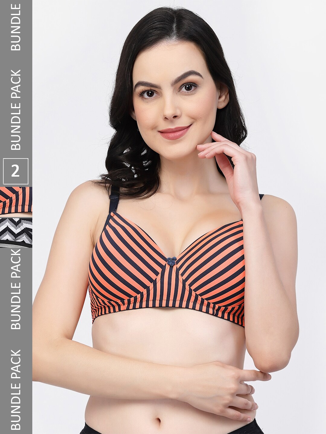 

College Girl Pack Of 2 Printed Full Coverage Lightly Padded Seamless Bra-All Day Comfort, White