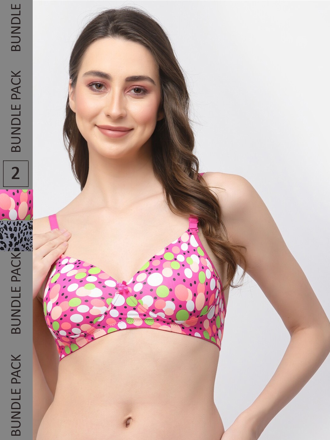

College Girl Pack of 2 Floral Full Coverage Lightly Padded Bra All Day Comfort, Pink