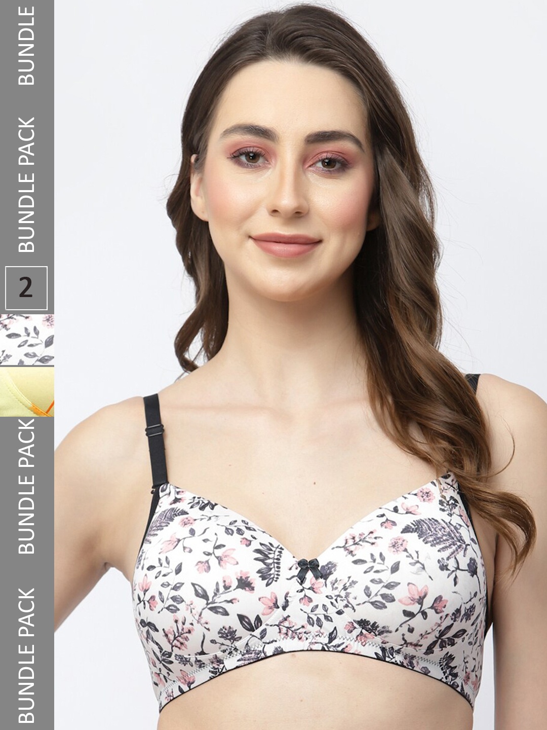 

College Girl Pack Of 2 Printed Full Coverage Padded T-shirt Bra With All Day Comfort, White