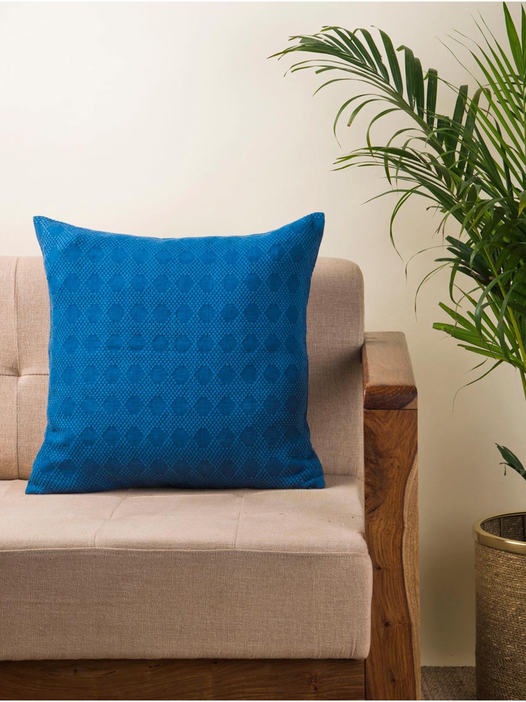 

Fabindia Blue Cotton Square Cushion Cover