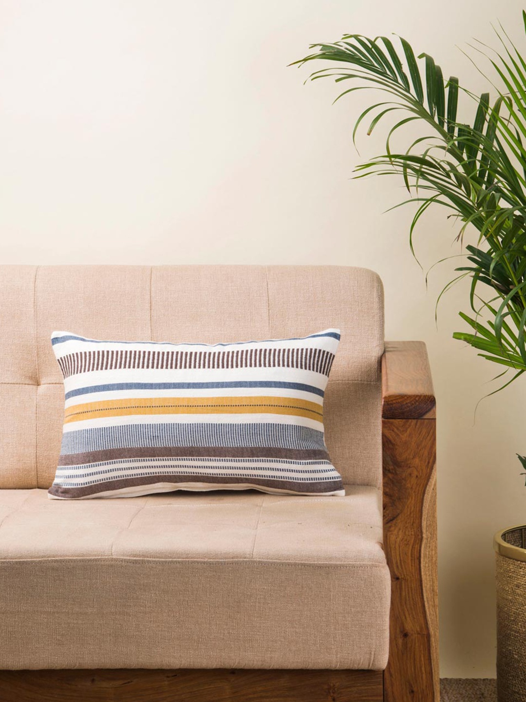 

Fabindia White & Brown Striped Rectangle Cushion Covers