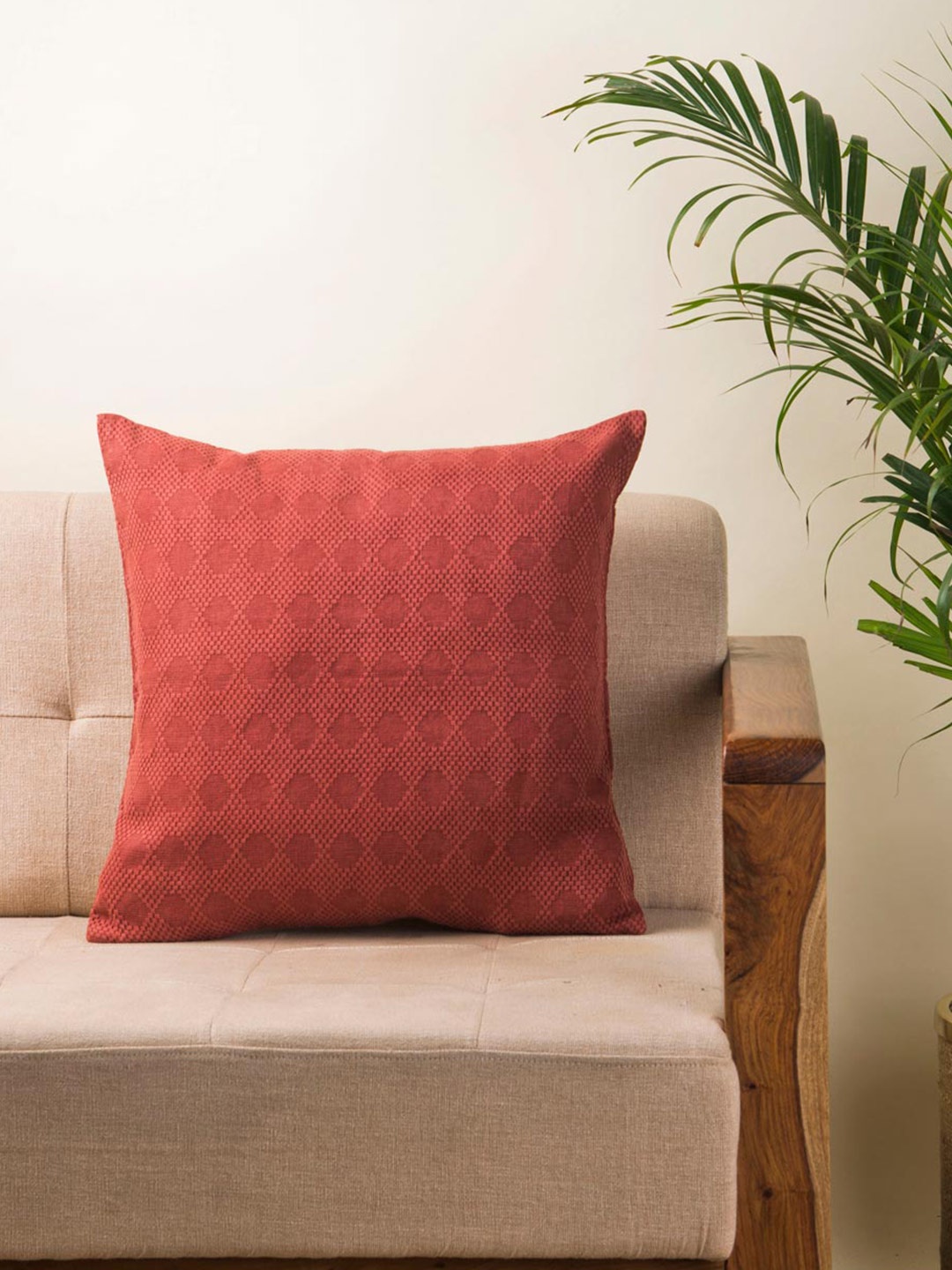 

Fabindia Red Cotton Square Cushion Cover