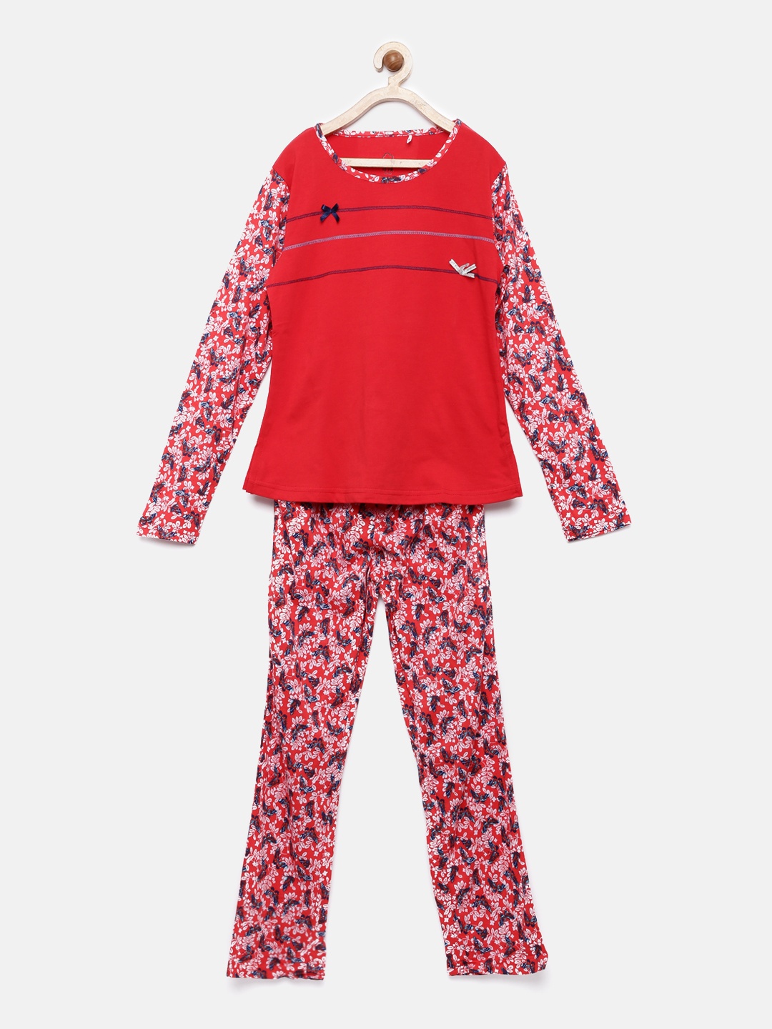 

Sweet Dreams Girls Red Printed Night suit