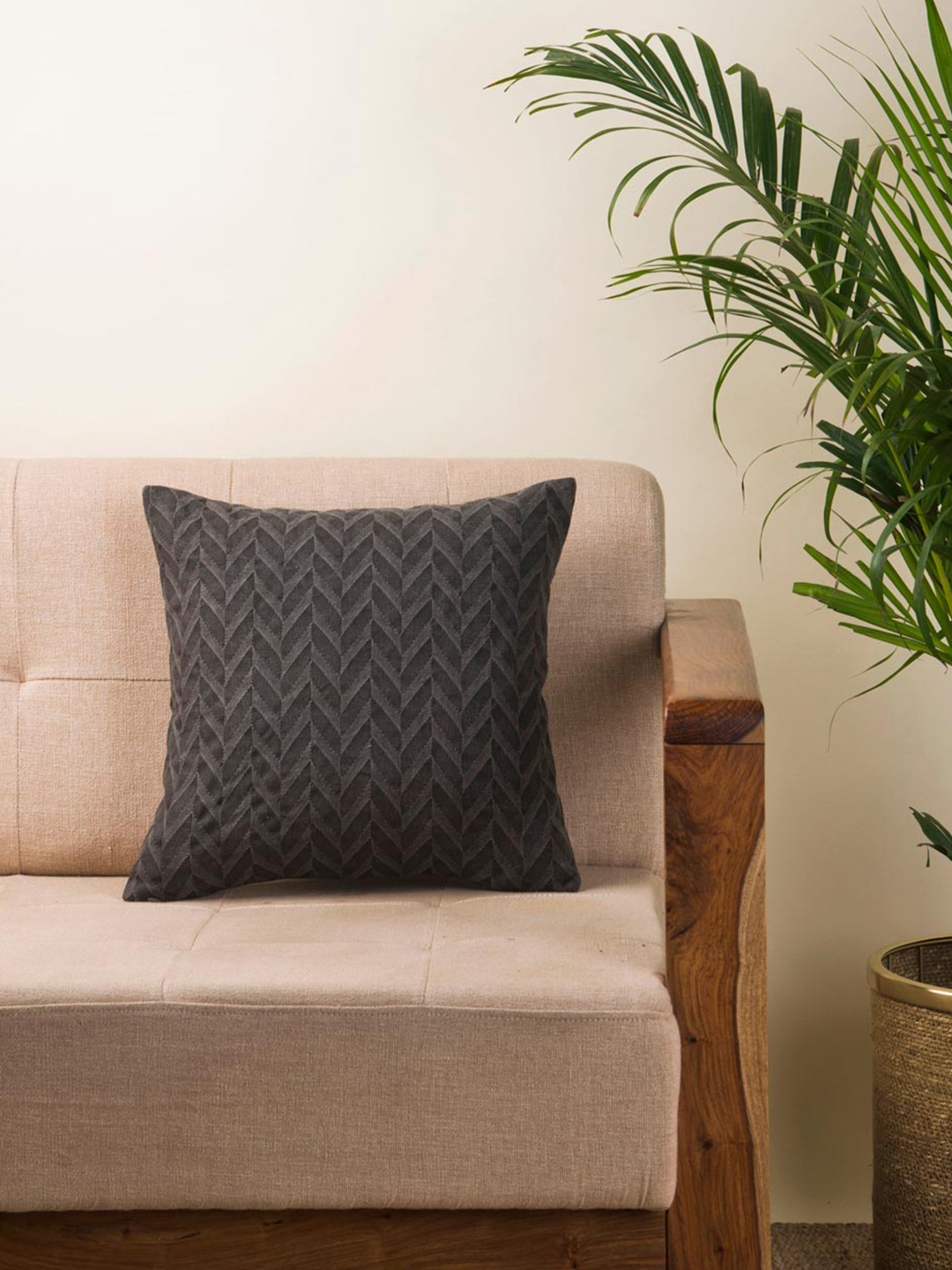 

Fabindia Grey Geometric Cotton Square Cushion Cover