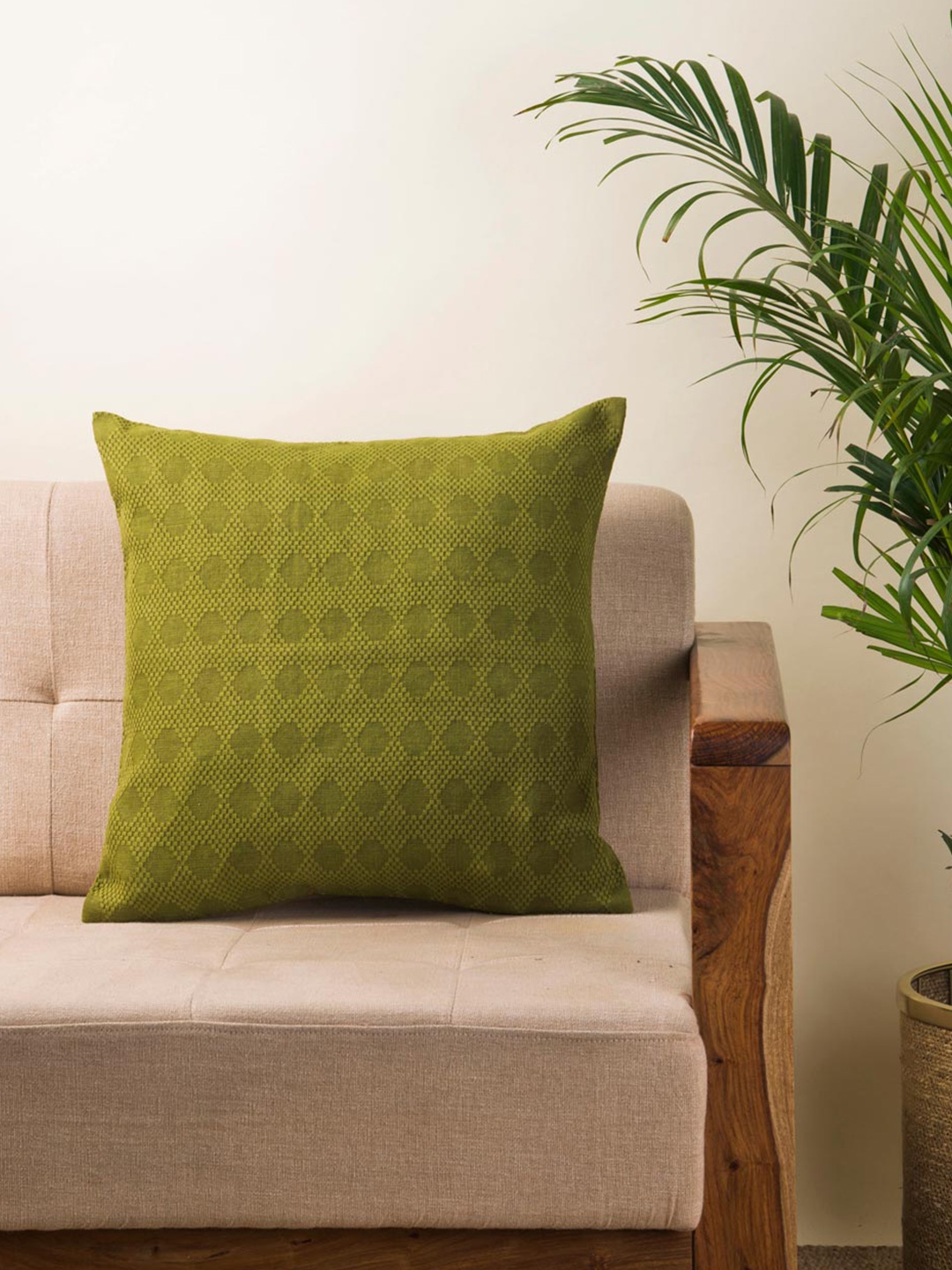 

Fabindia Green Self Design Cotton Square Cushion Covers