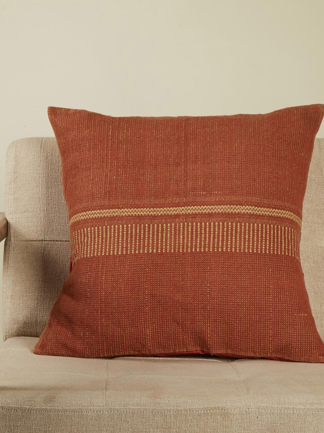 

Fabindia Orange & Beige Embroidered Square Cushion Covers