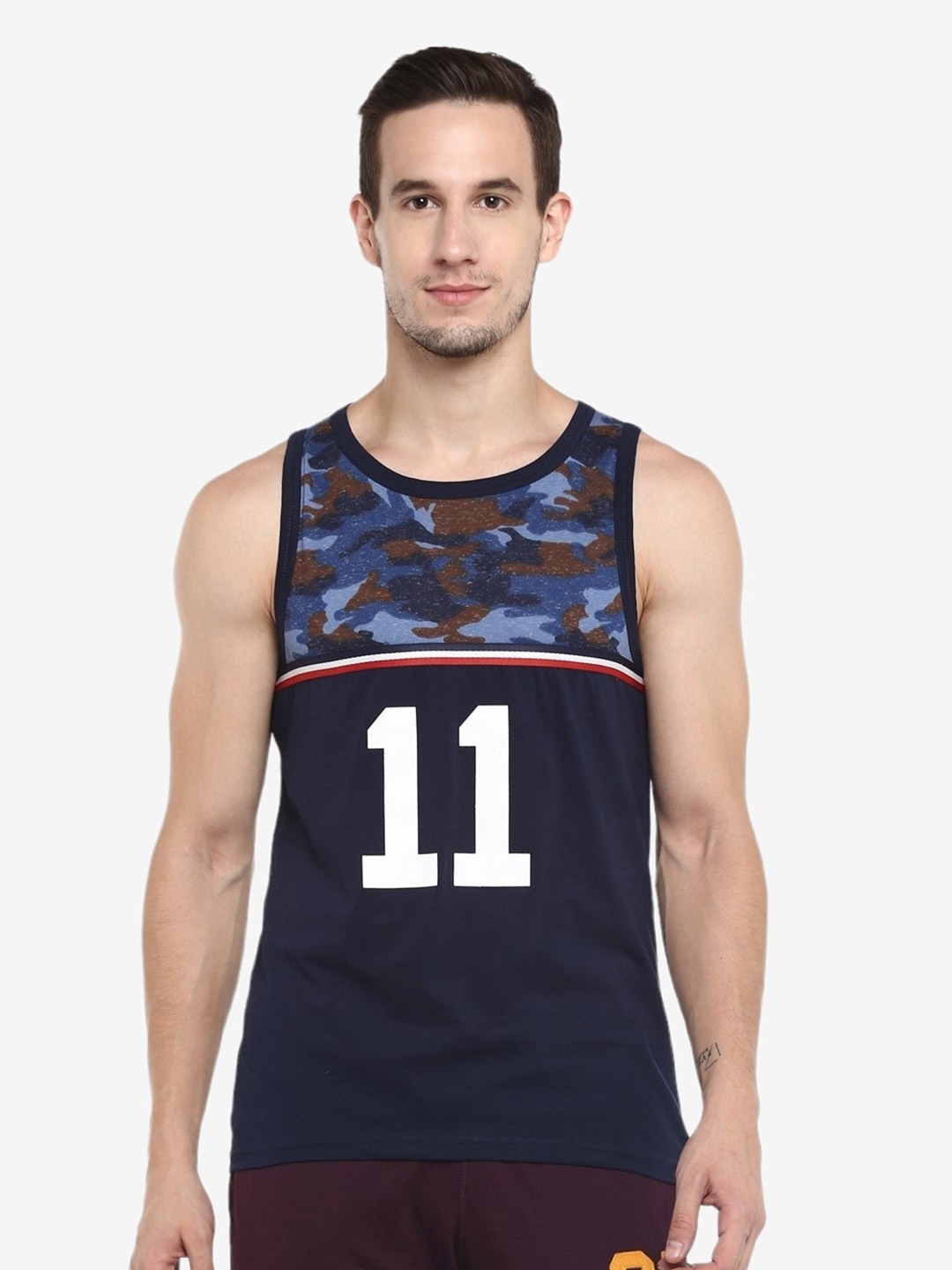 

Alan Jones Typography Printed Sleeveless T-shirt, Navy blue