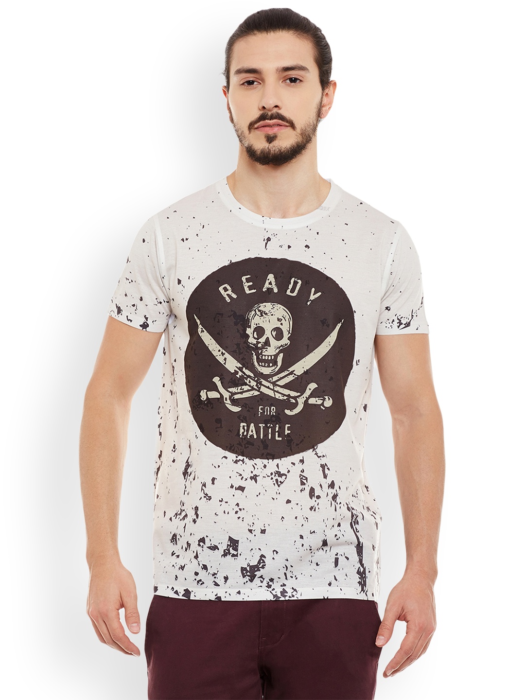 

Disney by Wear Your Mind Men Cream-Coloured Printed Round Neck T-shirt