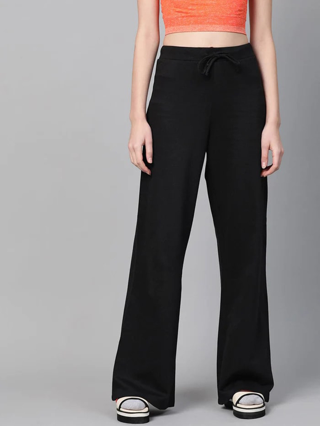 

COLOR CAPITAL Women Wide Leg Track Pants, Black