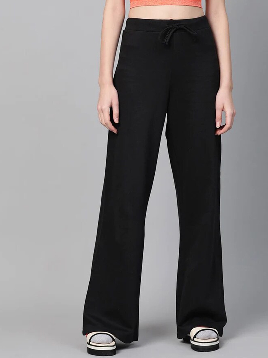 

COLOR CAPITAL Women High-Rise Parallel Trousers, Black