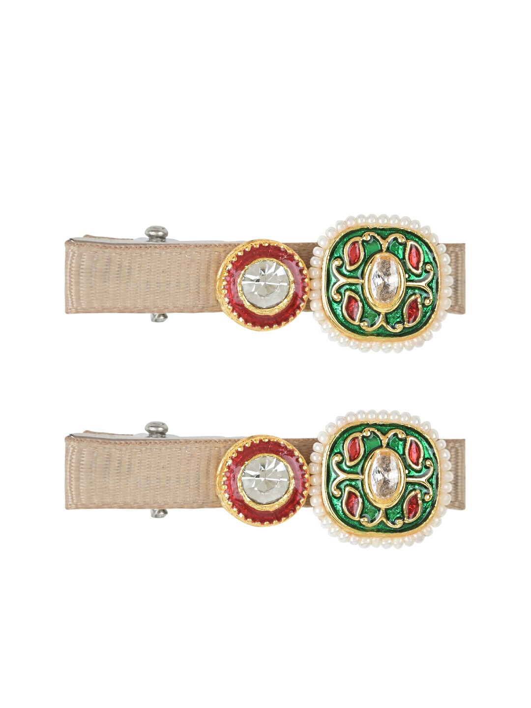 

Aye Candy Girls Set of 2 Embellished Alligator Hair Clips, Beige