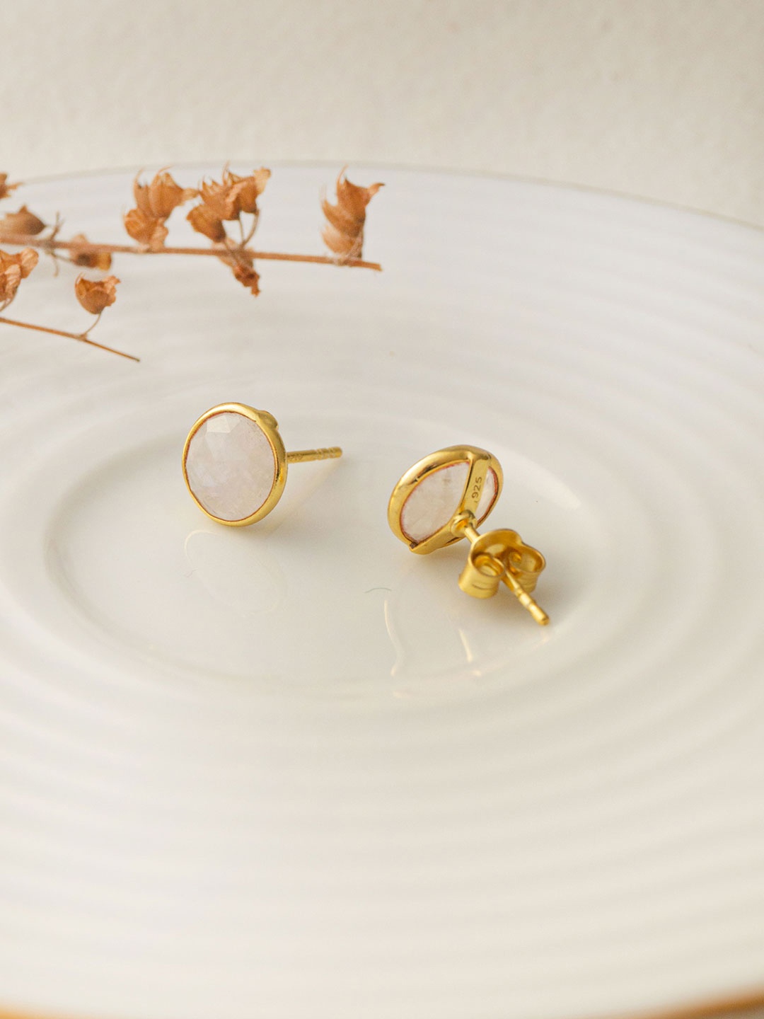

MANNASH Gold-Plated Sterling Silver Circular Stud Earrings