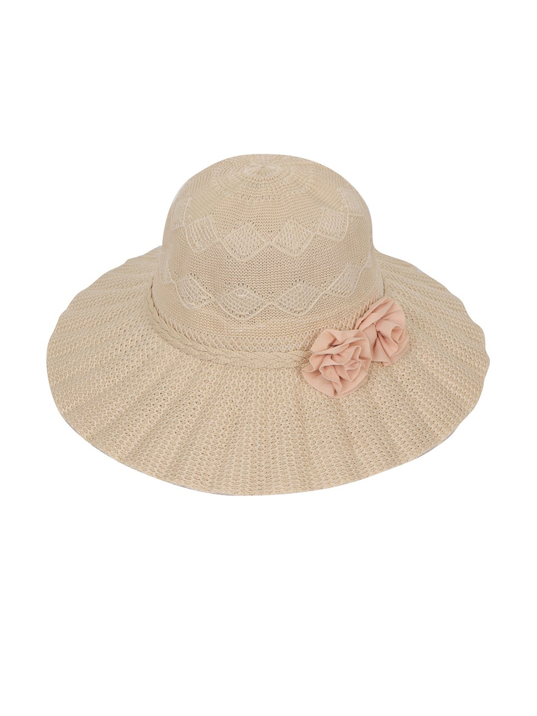 

FabSeasons Women Long Brim Beach Patterned Sun Hat, Beige