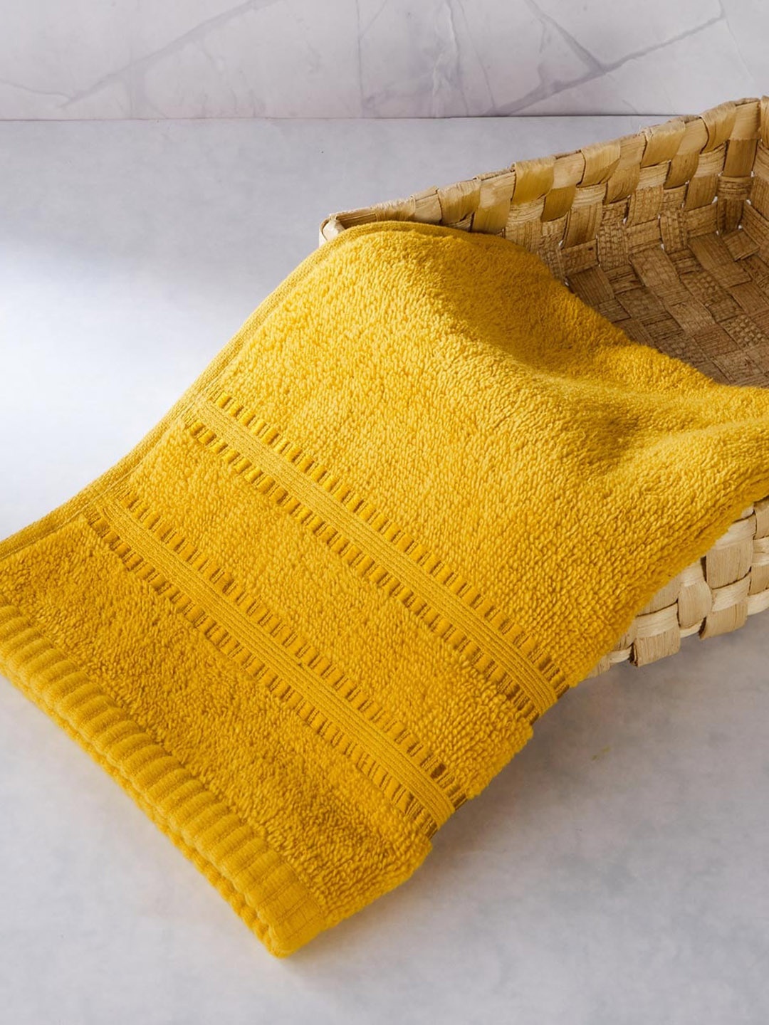 

Fabindia Ayan Yellow 380 GSM Cotton Rectangular Hand Towel