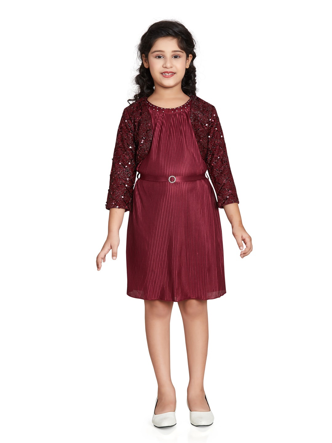 

Peppermint Girls Sequin Embellished A-Line Dress, Maroon