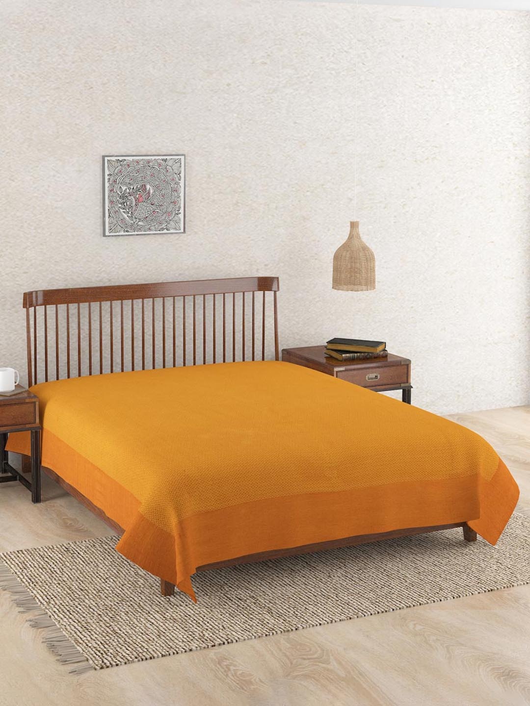 

Fabindia Burnt Orange Woven Printed Cotton Double Bed Cover