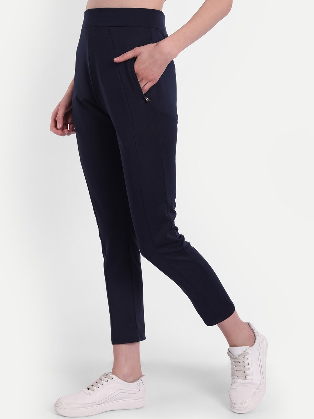 

BROADSTAR Women Slim Fit Stretchable Sports Track Pants, Navy blue