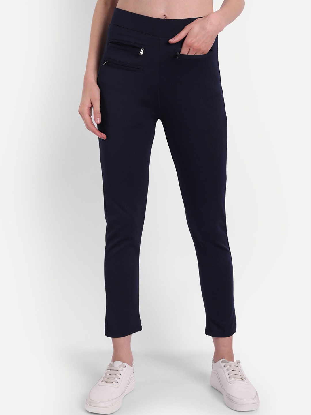 

BROADSTAR Women Slim-Fit Stretchable Sports Track Pant, Navy blue