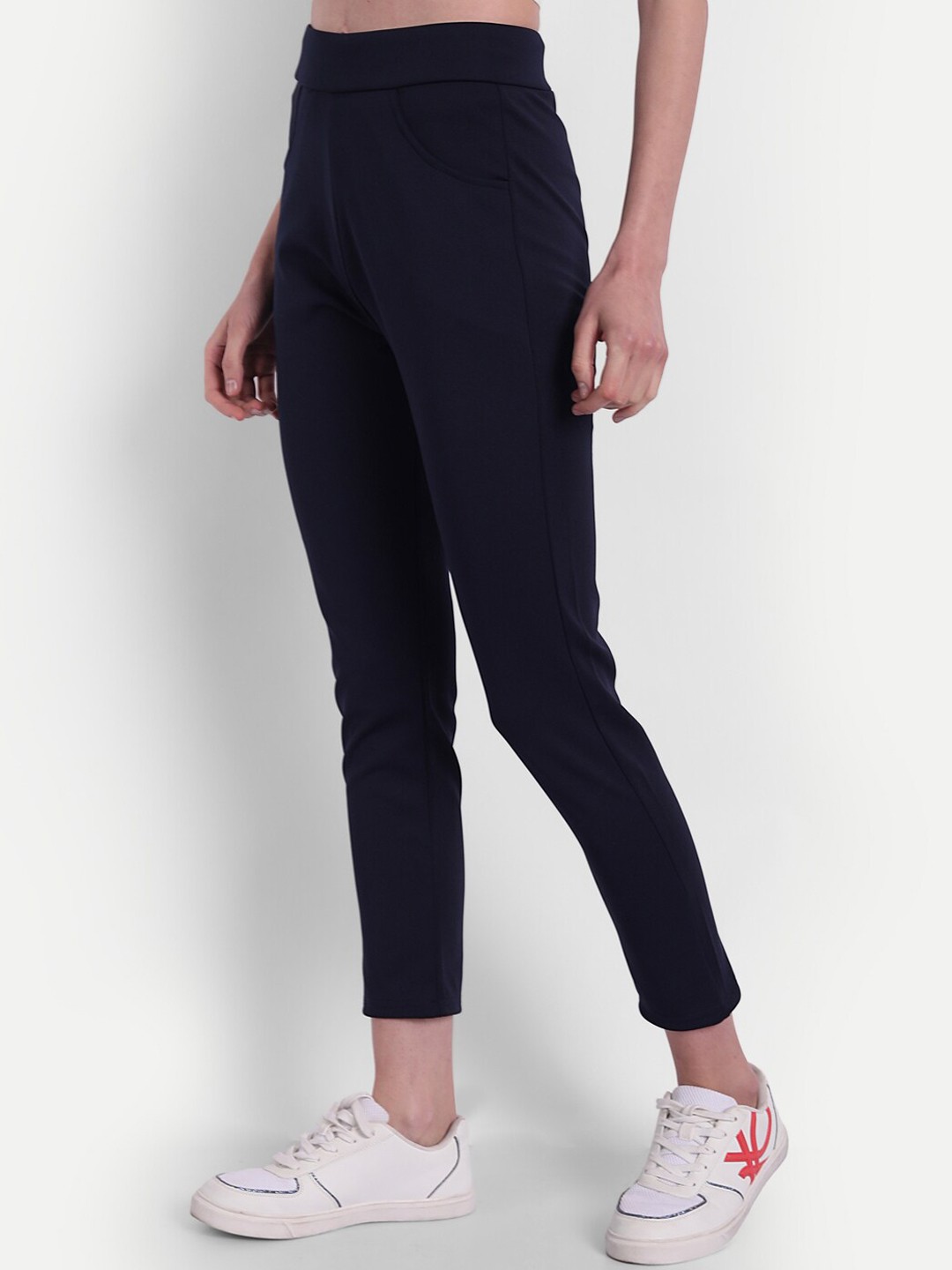 

BROADSTAR Women Stretchable Slim Fit Sports Track Pants, Navy blue