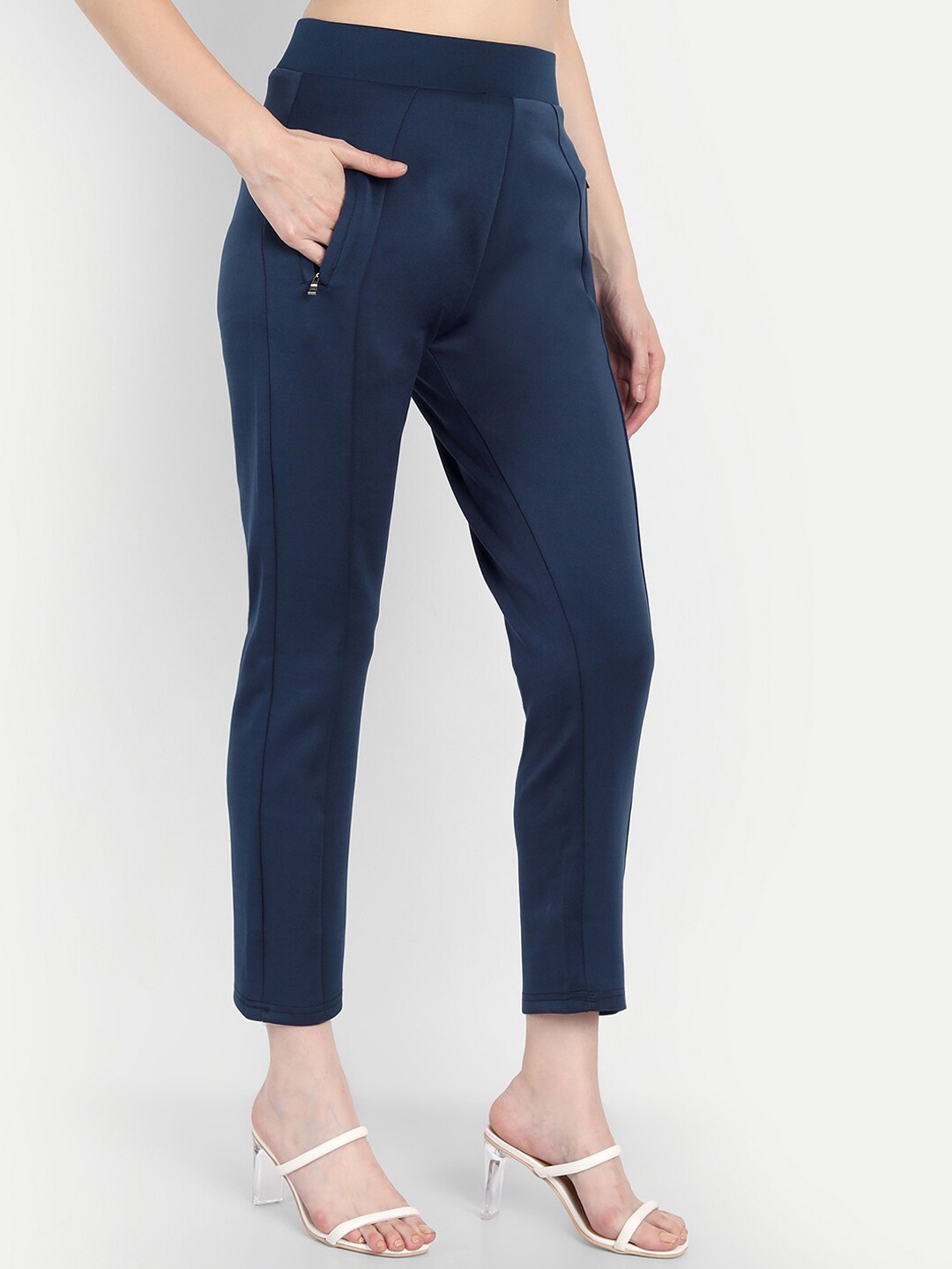 

BROADSTAR Women Slim-Fit Stretchable Track Pants, Blue