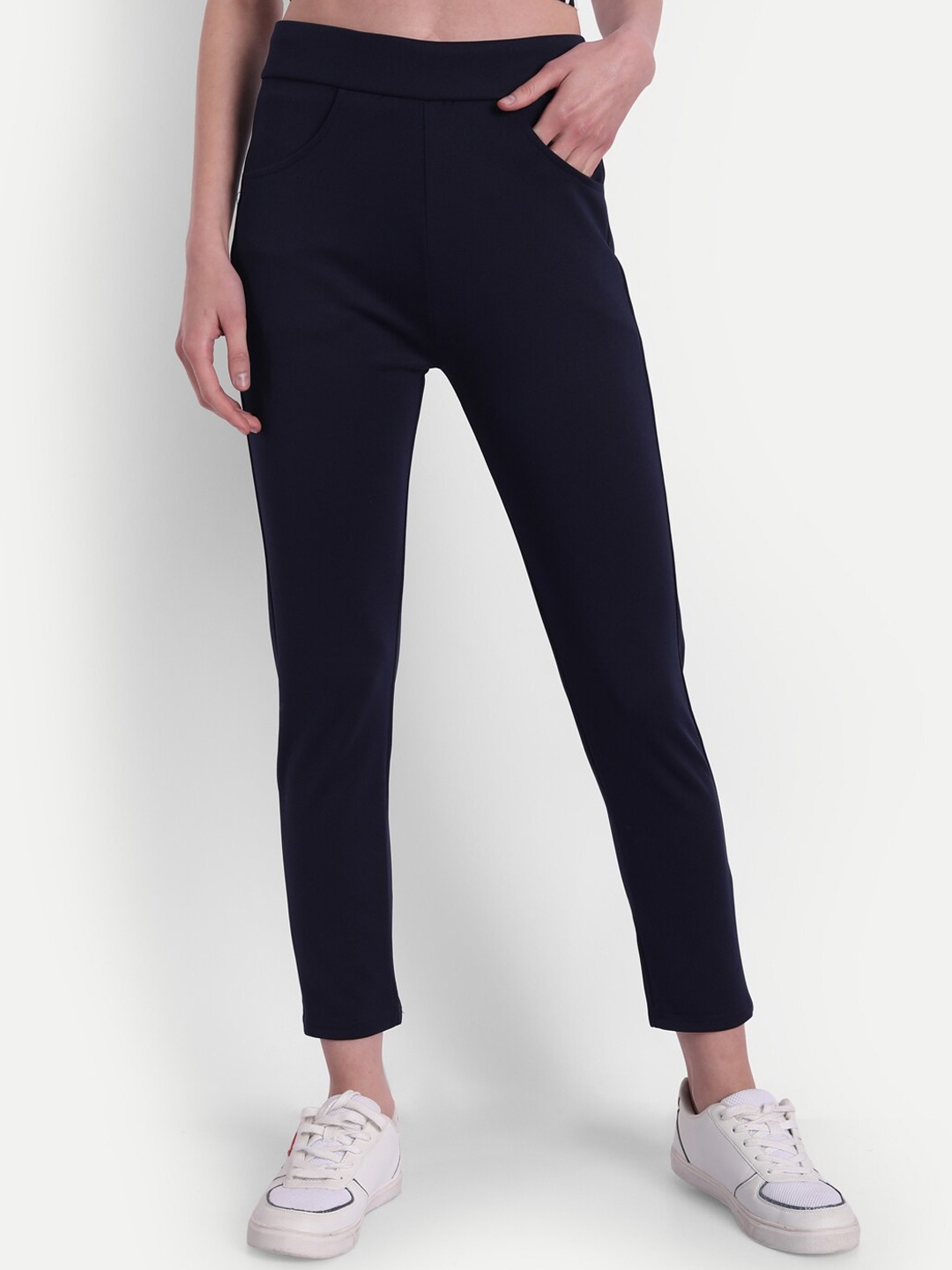 

BROADSTAR Women Slim Fit Stretchable Sports Track Pants, Navy blue
