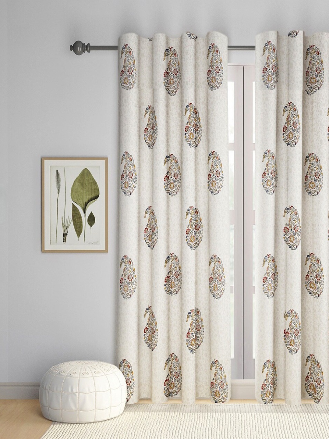 

Fabindia Kalki Beige & Orange Ethnic Motifs Sheer Window Curtain