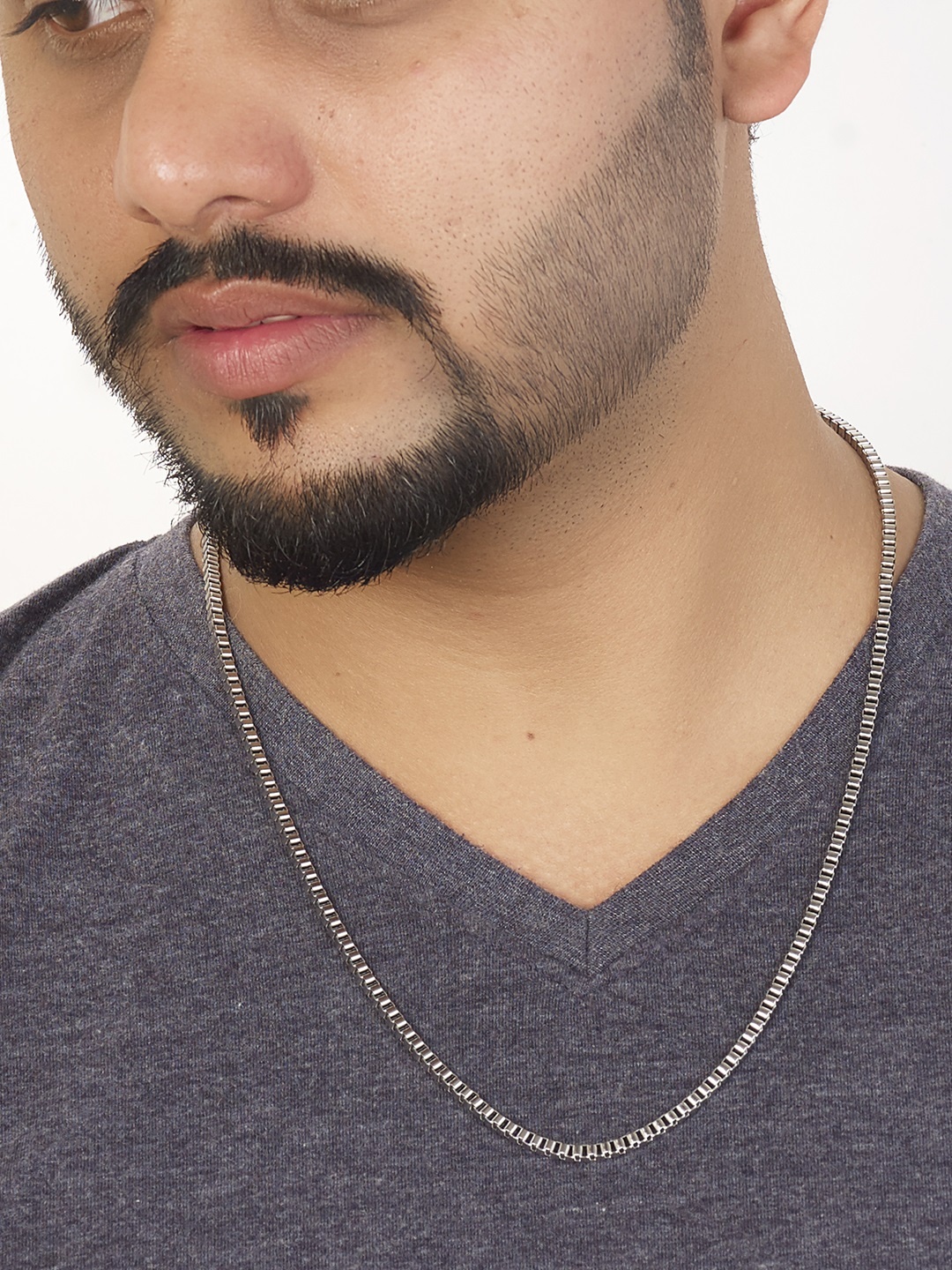

Peora Men Silver-Toned Stainless Steel Silver-Plated Chain