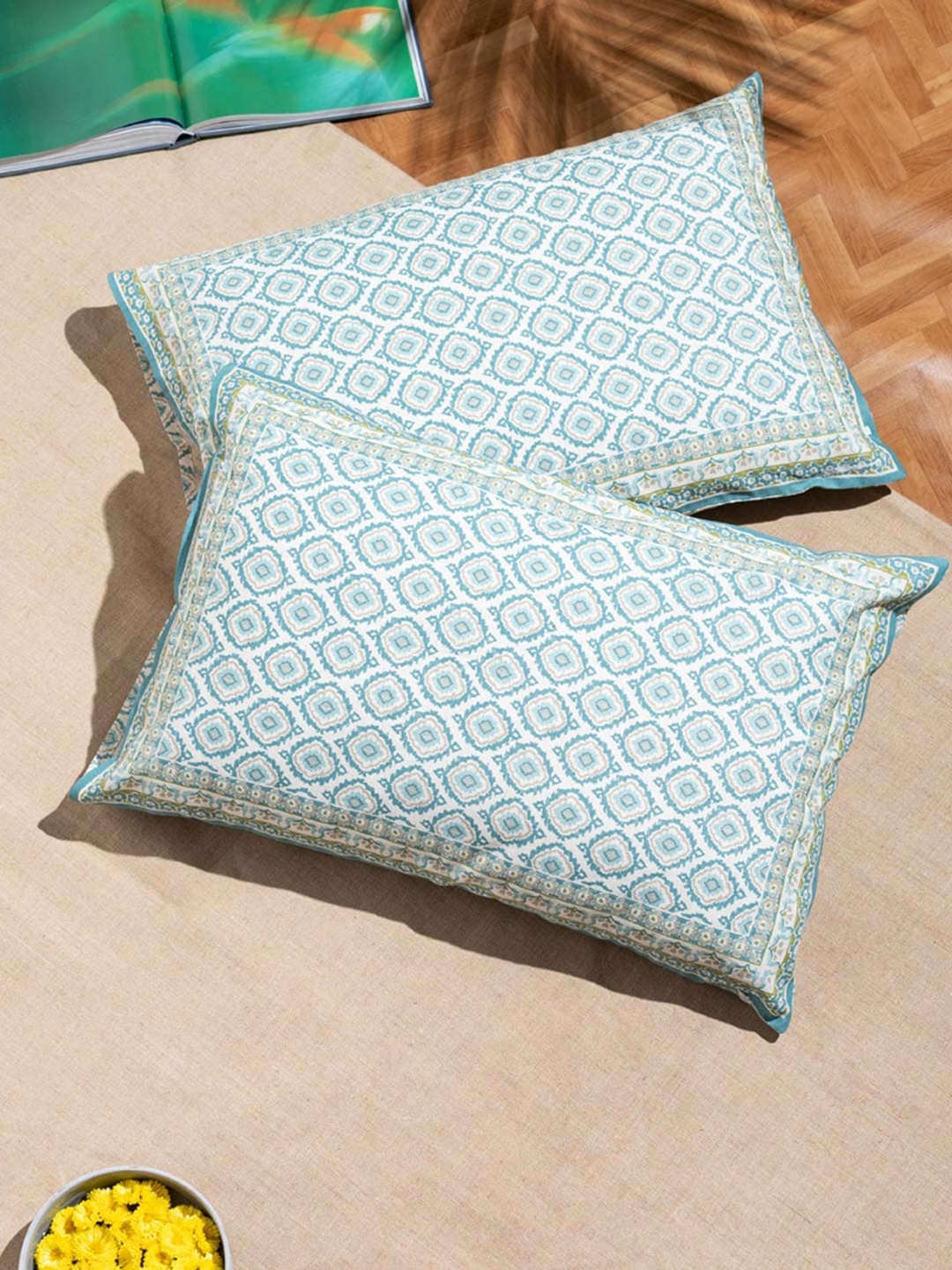 

Fabindia Mirale 2 Pcs Blue Printed Cotton Pillow Covers