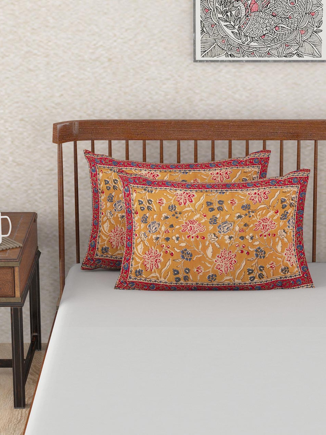 

Fabindia Mehulika 2 Pcs Mustard Yellow Printed Cotton Pillow Covers