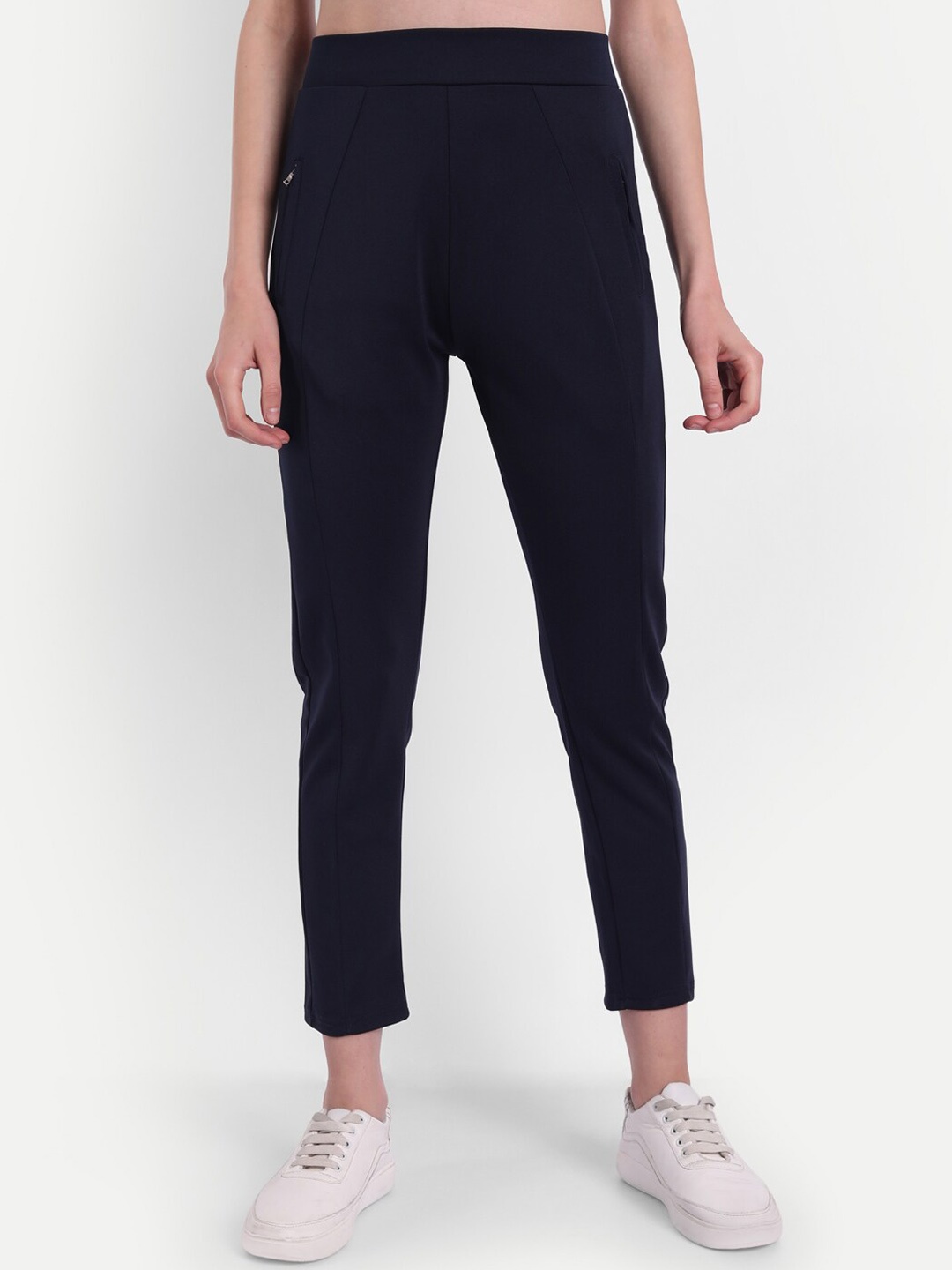 

Next One Women Stretchable Slim Fit Training or Gym Track Pants, Navy blue