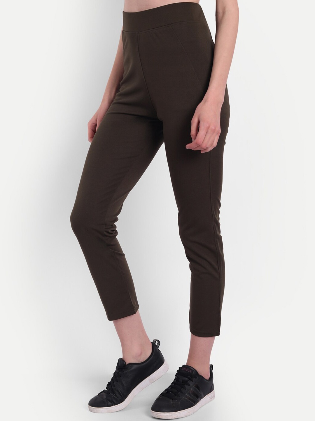 

Next One Women Slim-Fit Stretchable High- Rise Training or Gym Track Pants, Olive