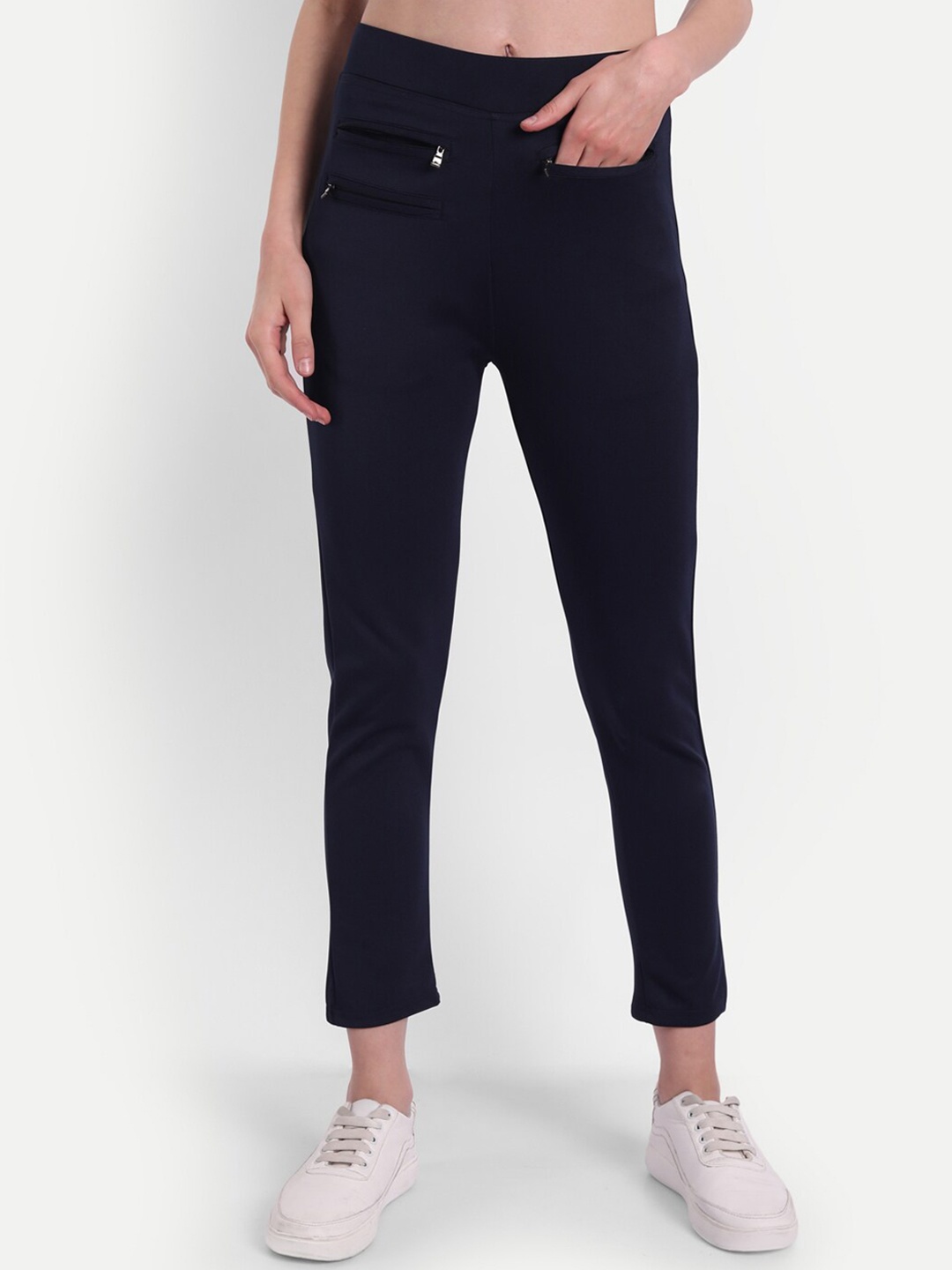 

Next One Women Stretchable Slim Fit Track Pants, Navy blue