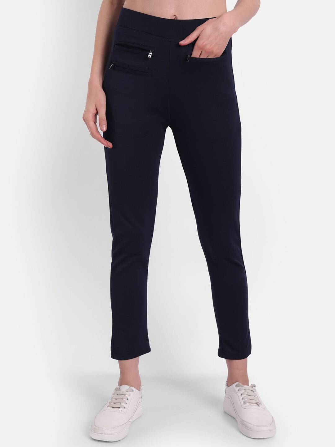 

Next One Women Stretchable Slim Fit Track Pants, Navy blue