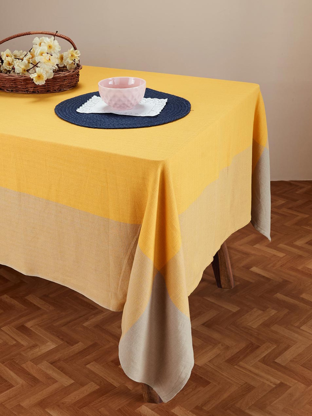 

Fabindia Adesh Mustard Yellow Cotton Woven 8 Seater Table Cover