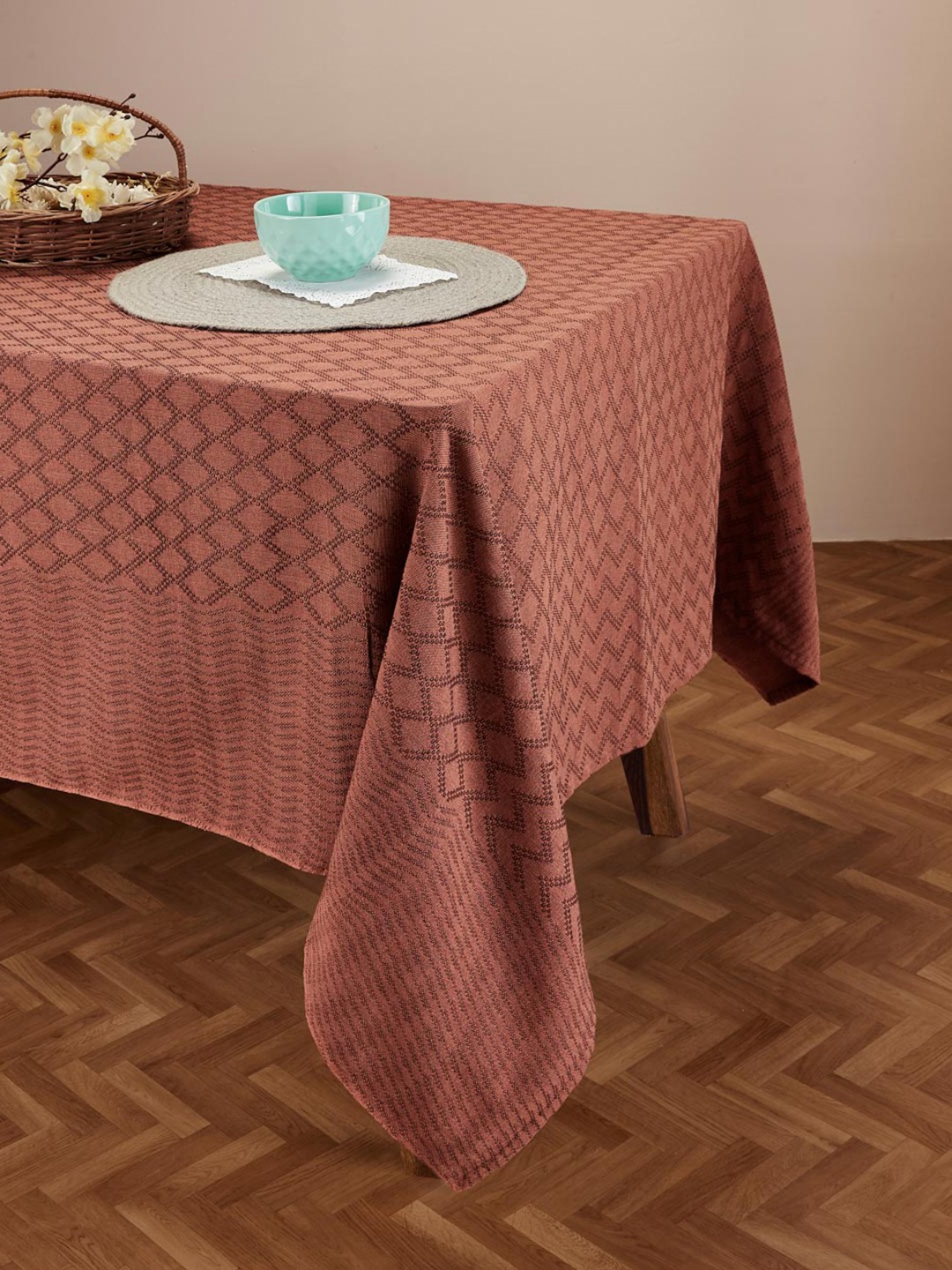 

Fabindia Suhana Rust Cotton Woven 6-Seater Table Cover