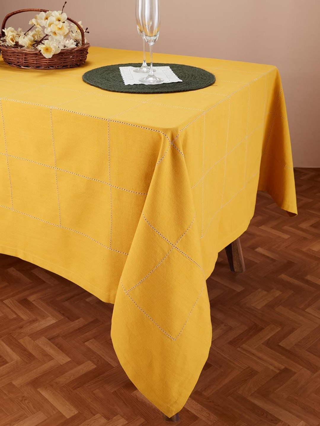 

Fabindia Baasu Mustard Yellow Woven Cotton 4 Seater Table Cover