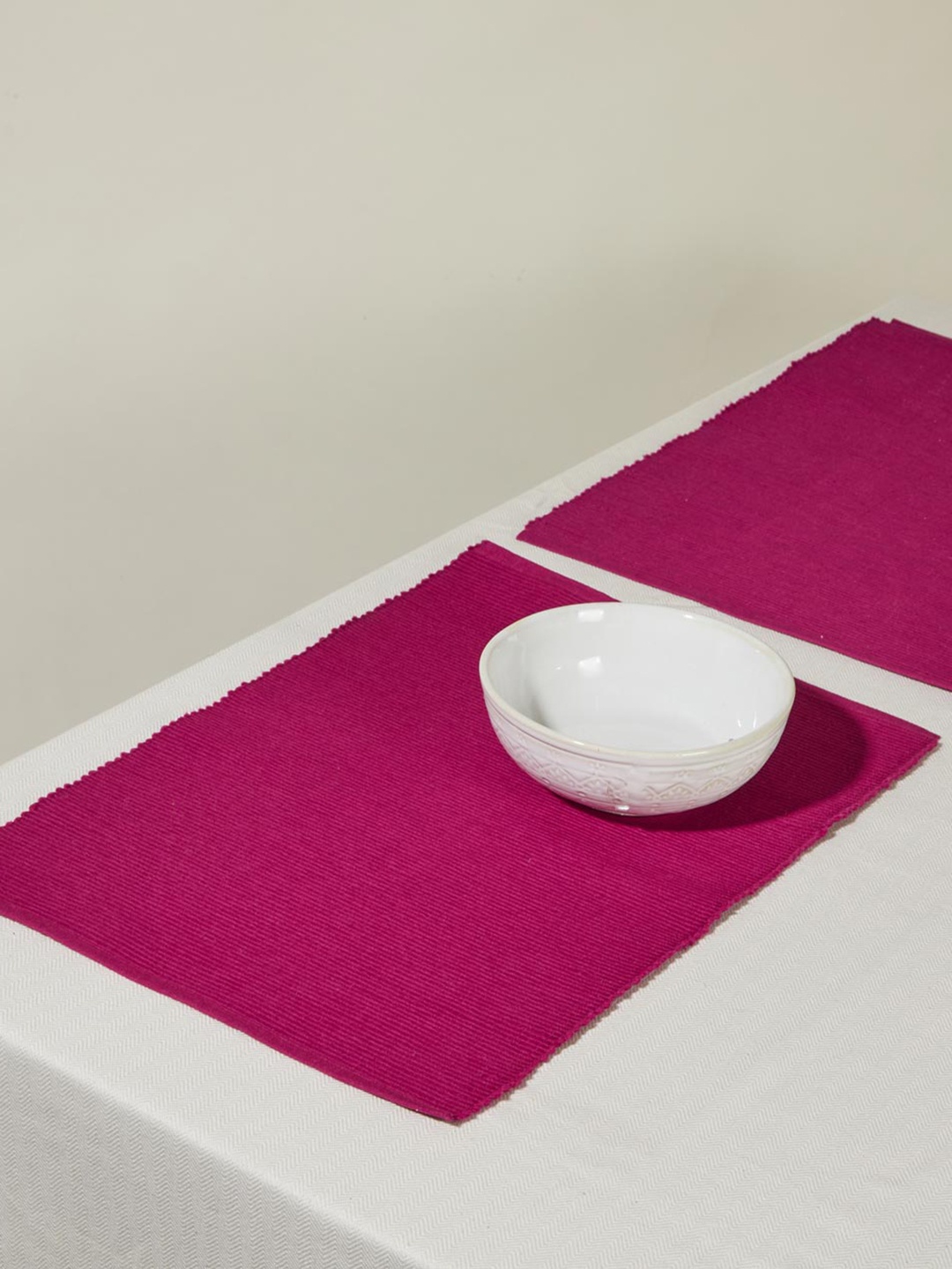 

Fabindia Pink 6 Pieces Self Design Cotton TablePlacemats
