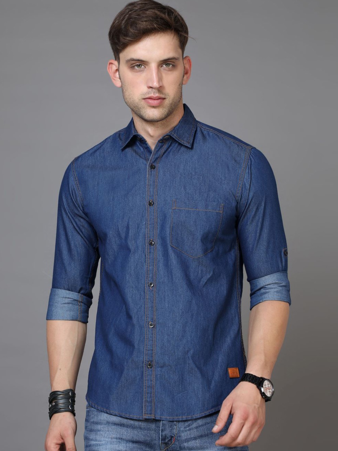 

Tallwalker Standard Denim Casual Shirt, Navy blue