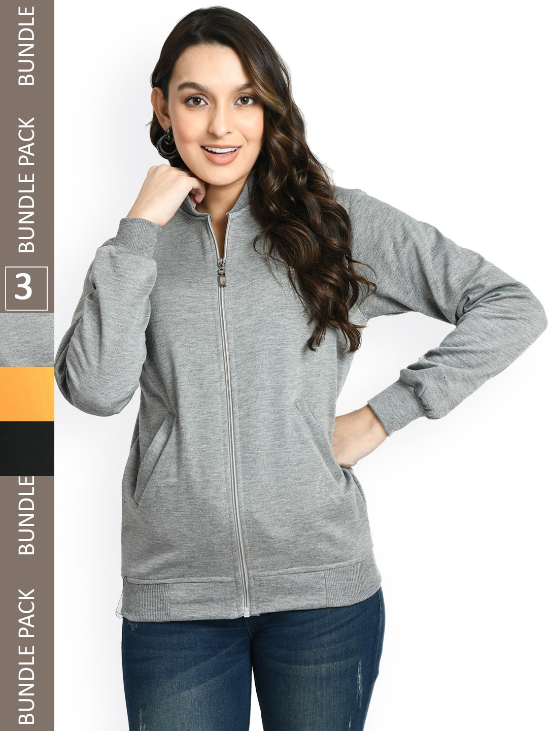 

IndiWeaves Pack Of 3 Lightweight Bomber Jacket, Grey