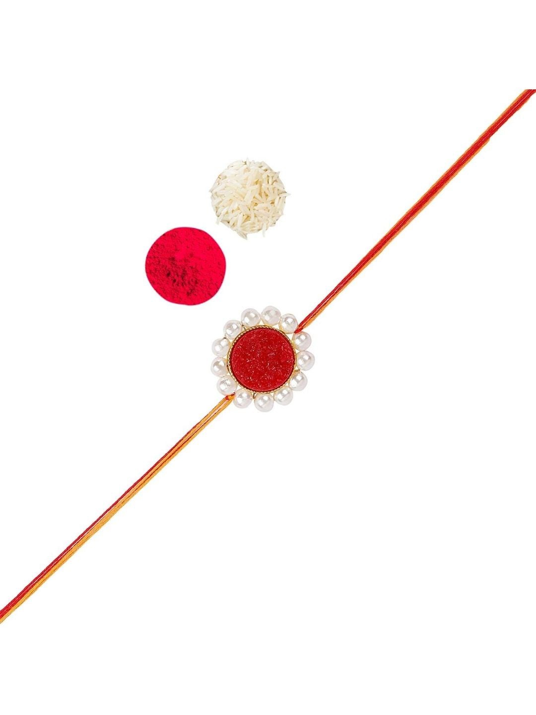 

AccessHer Men Pearl Beaded Rakhi, Red