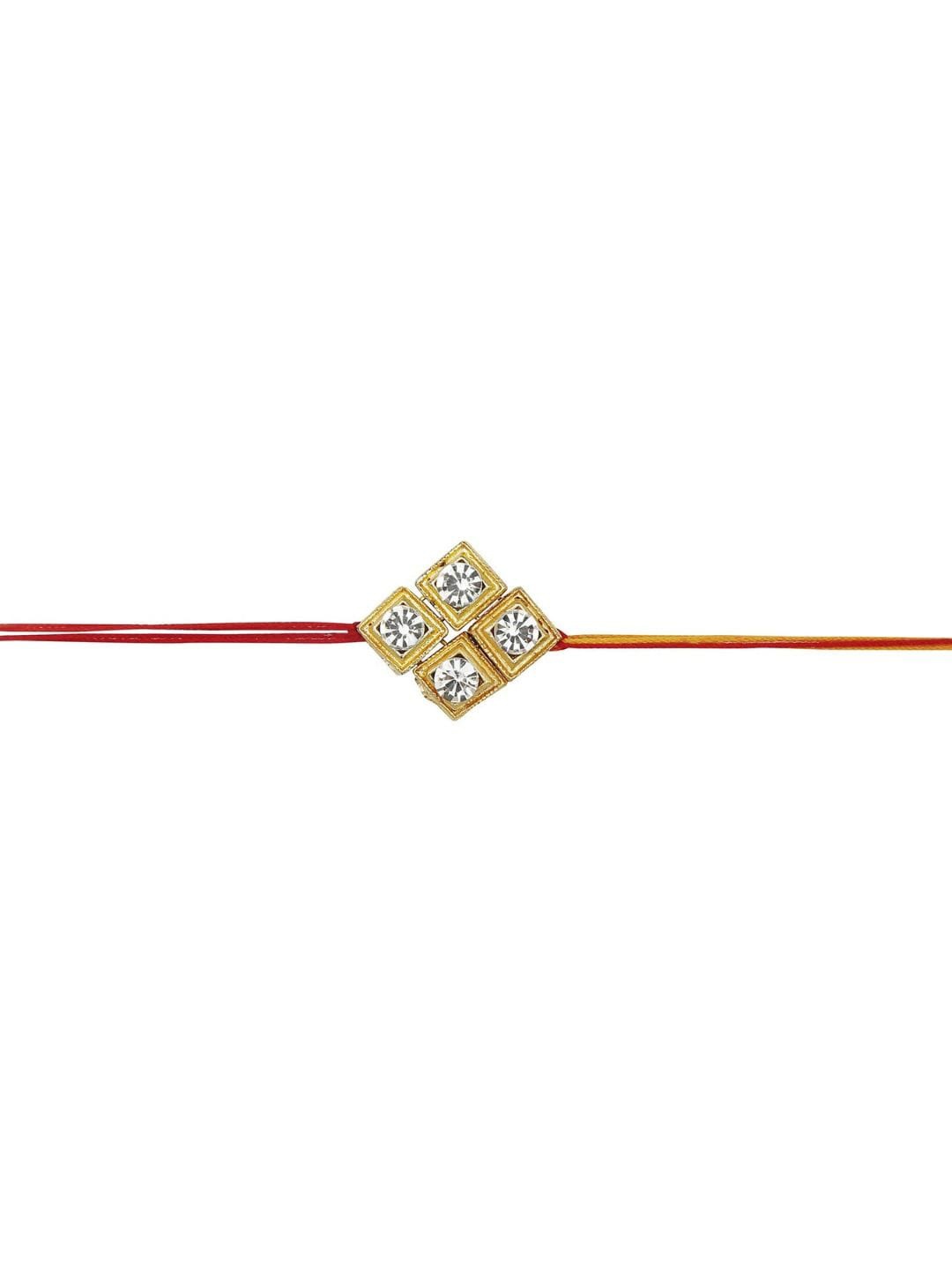 

AccessHer Set Of 15 Rhinestone Studded Rakhis, Gold