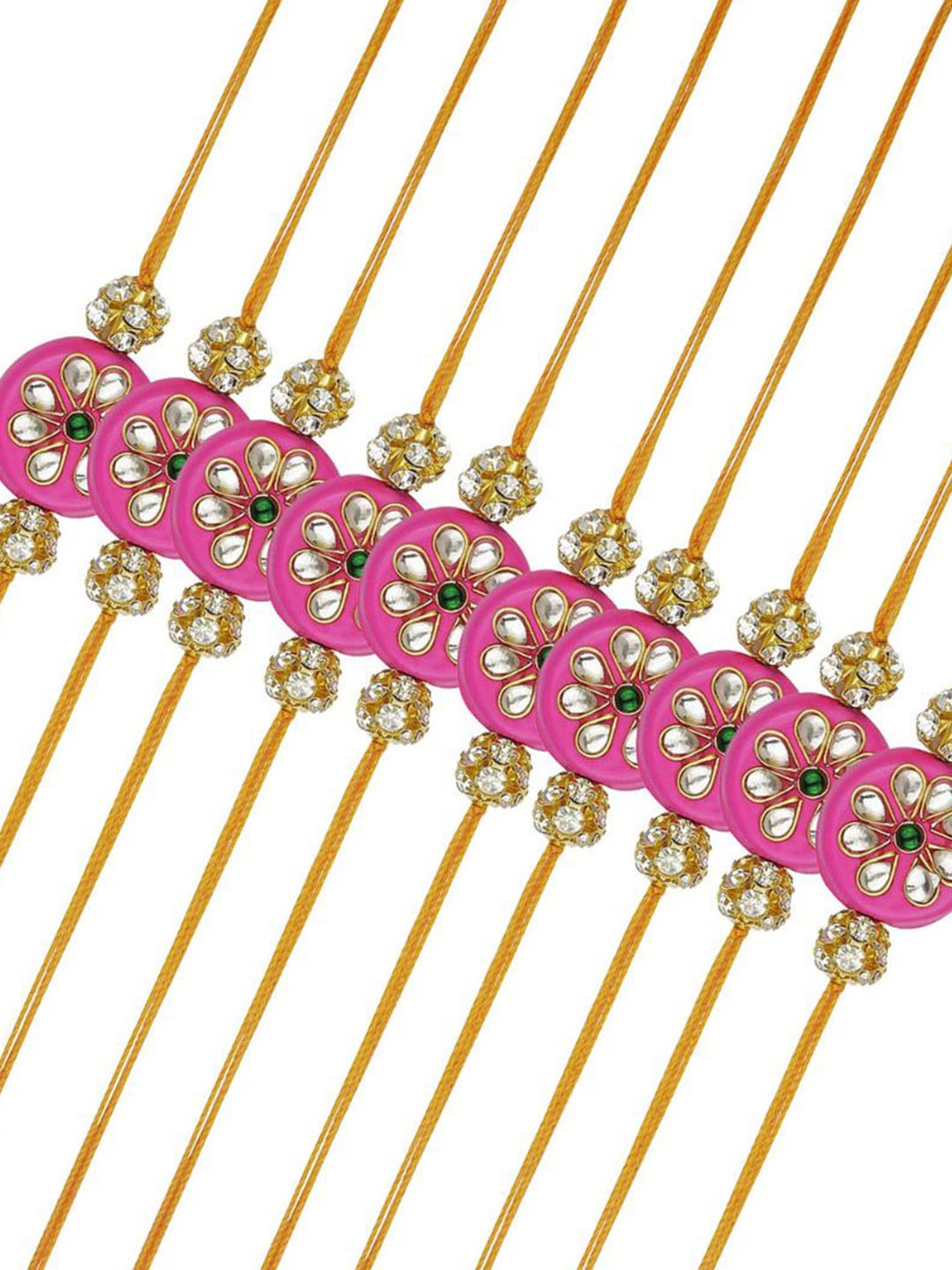

AccessHer Set Of 10 Beaded Rakhi, White