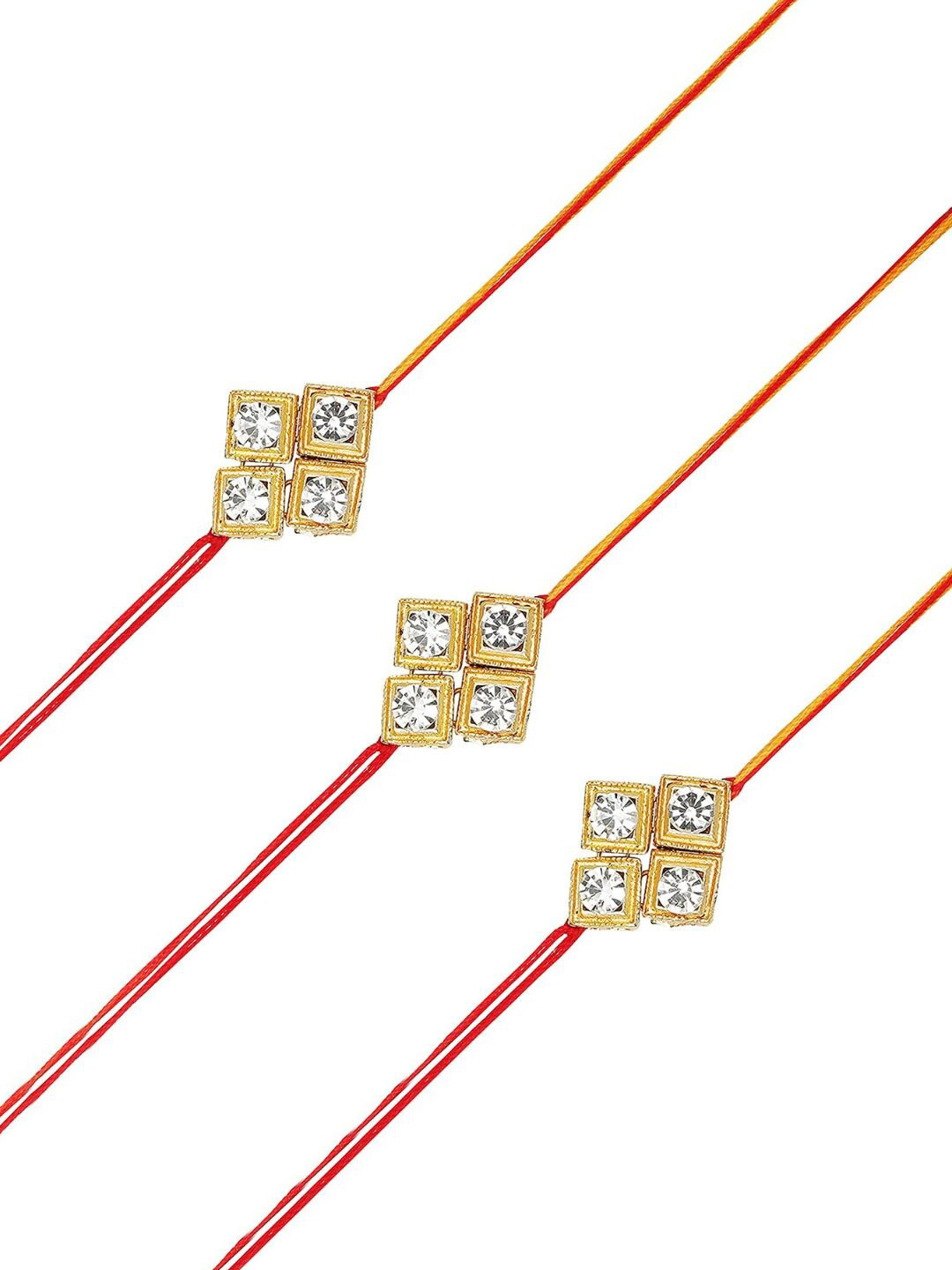 

AccessHer Set of 3 Stone-Studded Rakhis, White