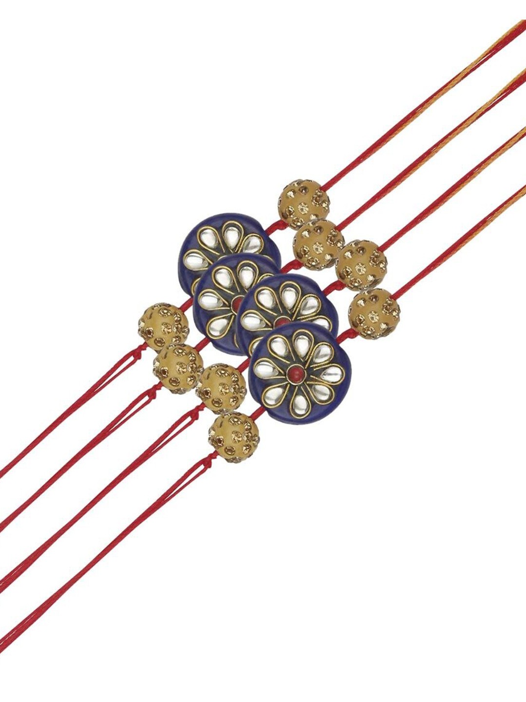 

AccessHer Set Of 4 Stone-Studded & Beaded Rakhis, White