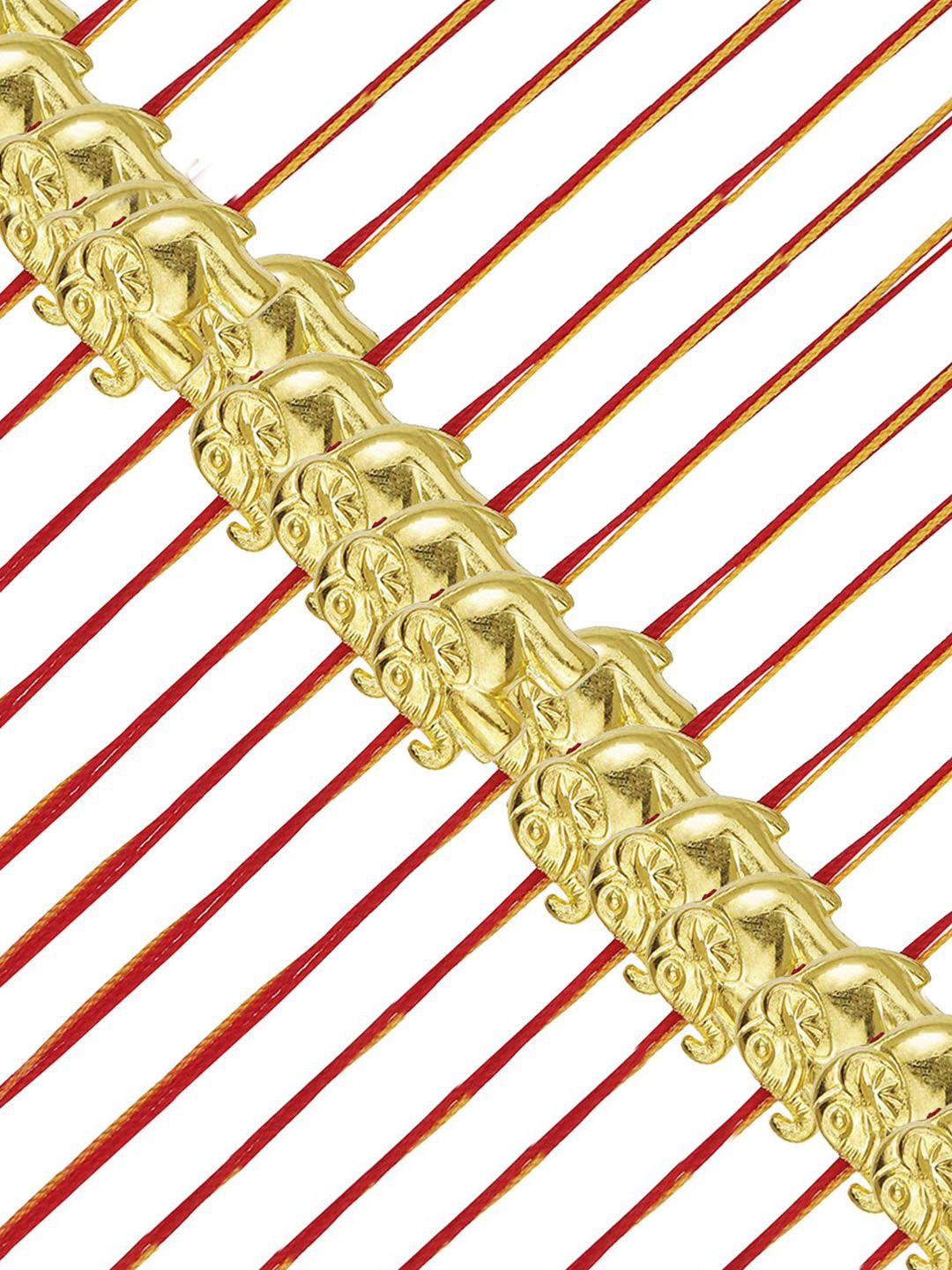 

AccessHer Set Of 15 Elephant Charm Studded Rakhis, Beige