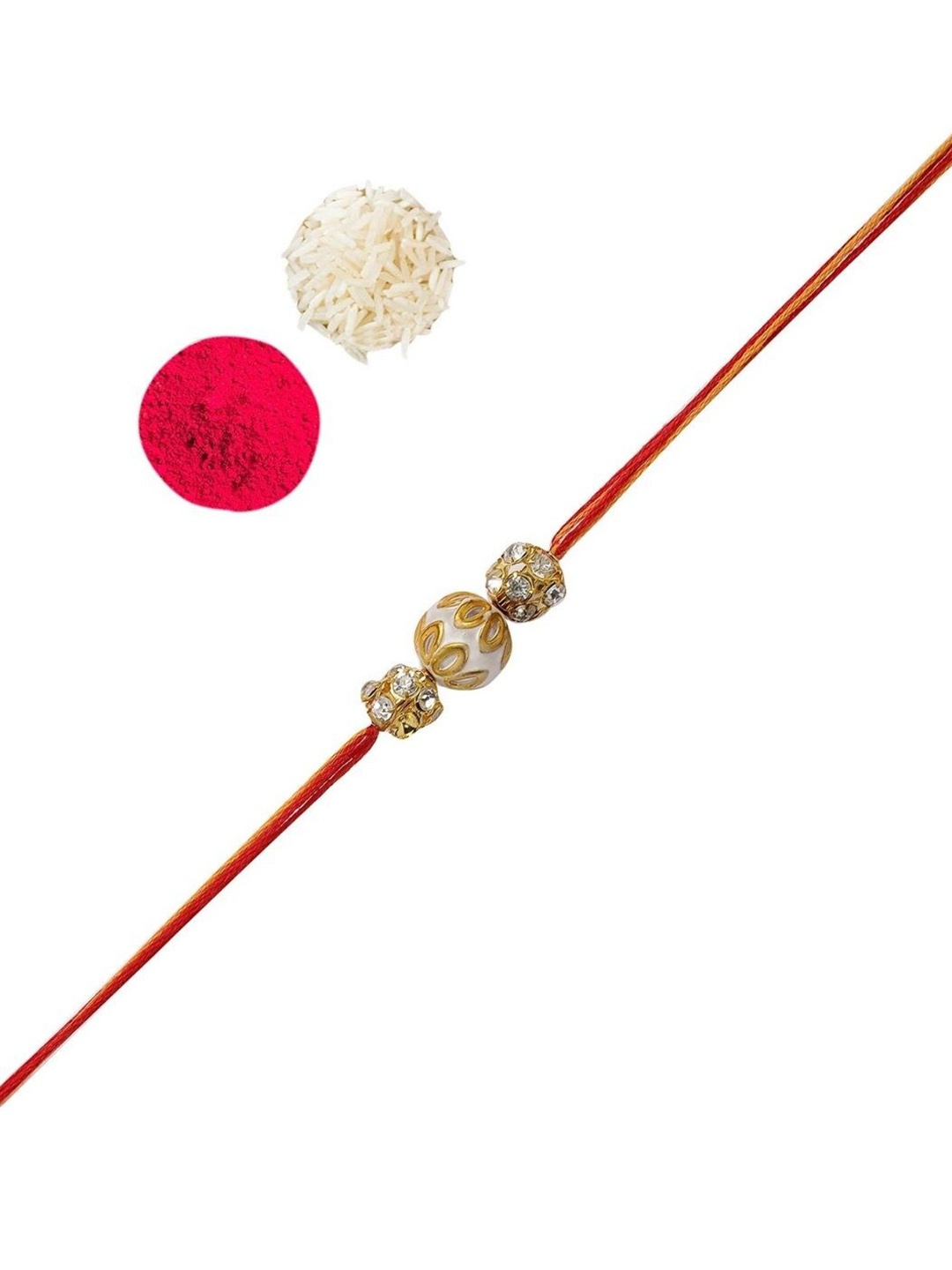 

AccessHer Stone-Studded & Beaded Rakhi, White