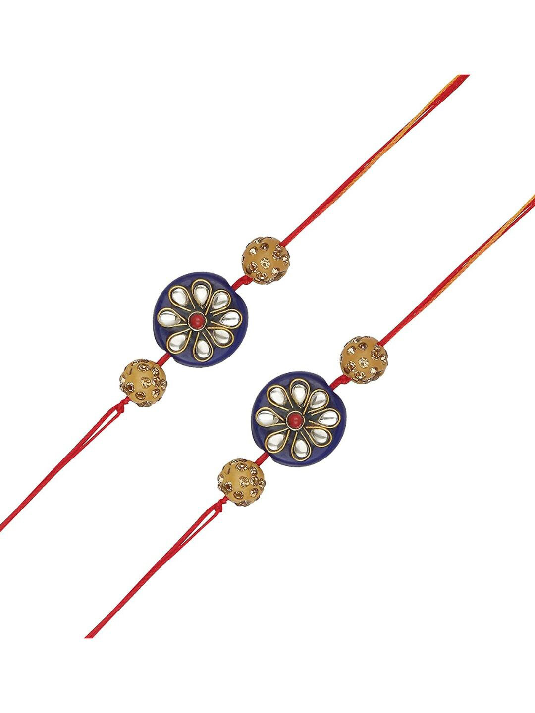 

AccessHer Set of 2 Stone-Studded & Beaded Rakhis, White