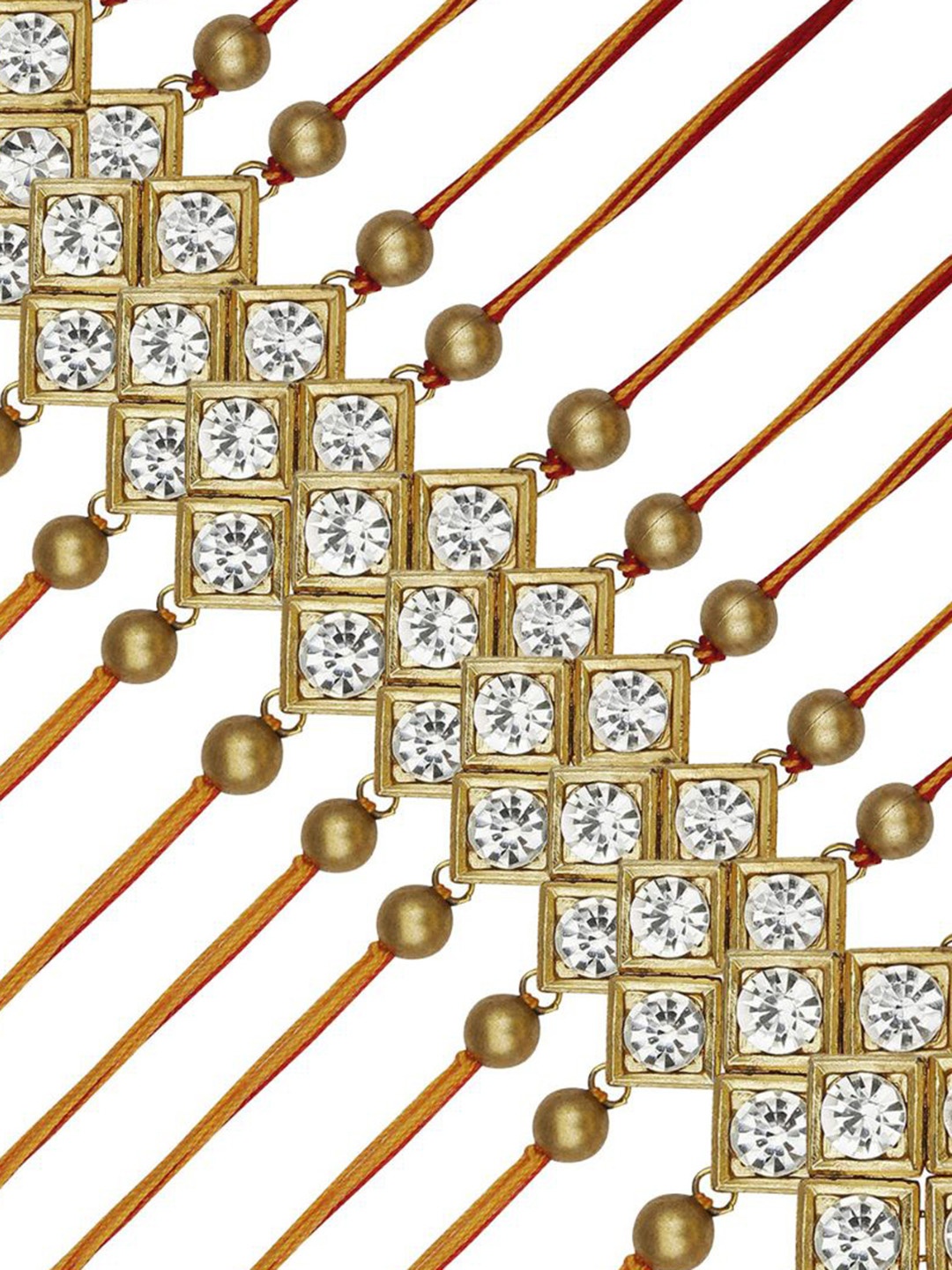 

AccessHer Set Of 20 Rhinestone-Studded & Beaded Rakhis, White